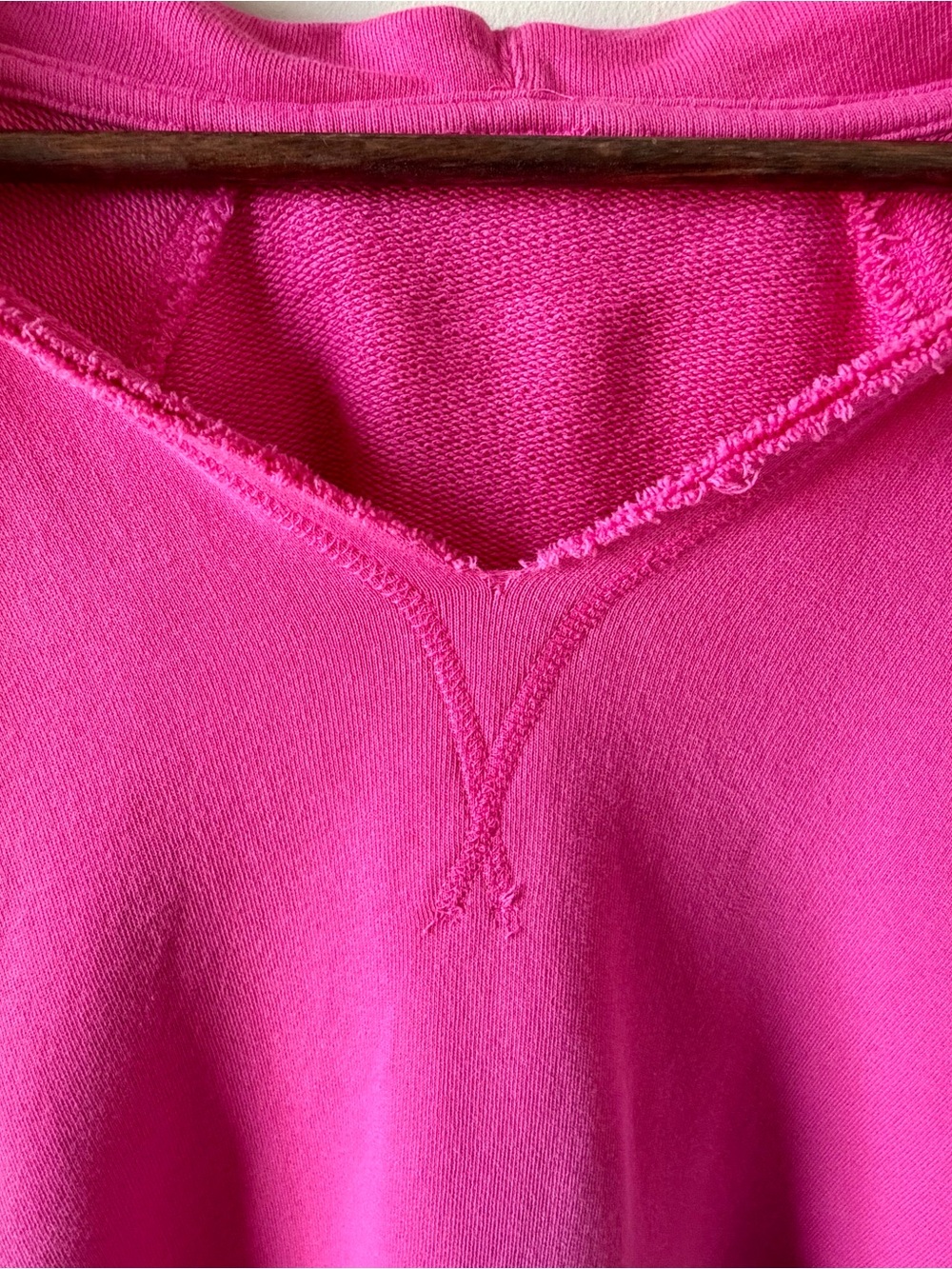 Boutique Hot Pink Raw Edge Hoodie | Relaxed Casual Sweatshirt | Size Large - Picture 6 of 8